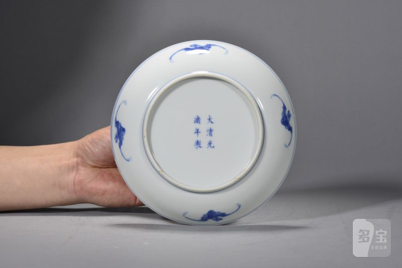 清光绪 青花双龙纹盘 - 图3